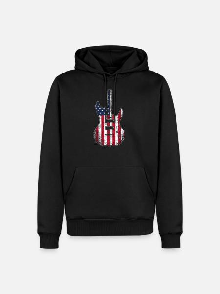 Gitarre USA - Männer Premium Bio Hoodie - Schwarz