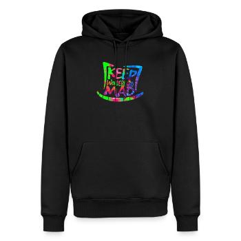 Gardez Wonderland Mad Hat & Cheshire Cat Grin - Sweat à capuche Premium bio Homme - noir - Devant - Nico (187cm)