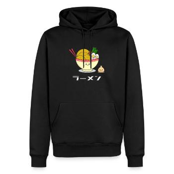 Niedliche Ramen (weiße Schrift) - Männer Premium Bio Hoodie - Schwarz - Vorne - Nico (187cm)