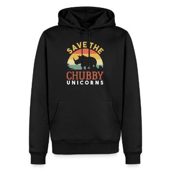 Save The Chubby Unicorns Shirt Vintage Nashorn - Männer Premium Bio Hoodie - Schwarz - Vorne - Nico (187cm)