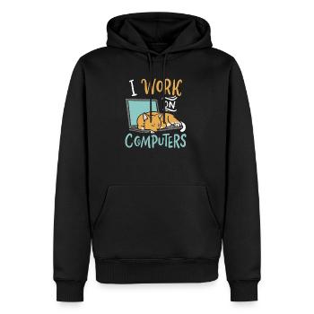 I Work on Computers Cat IT Developer Shirt - Men’s Premium Organic Hoodie - black - Front - Nico (187cm)