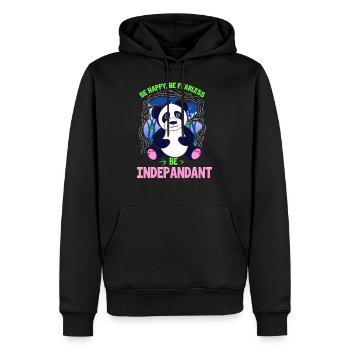 Soyez heureux Soyez intrépide Soyez Indepandant Panda Pun - Sweat à capuche Premium bio Homme - noir - Devant - Nico (187cm)