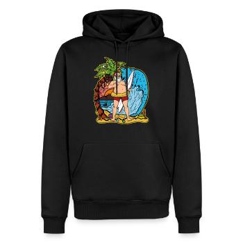 Surfer Weihnachtsmann Weihnachten Urlaub Geschenk - Männer Premium Bio Hoodie - Schwarz - Vorne - Nico (187cm)