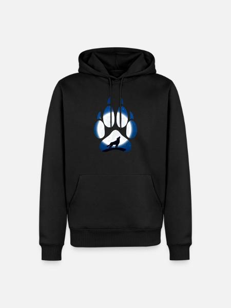 Ulvens tass i måneskin om natten - Herre Premium økologisk hoodie - sort
