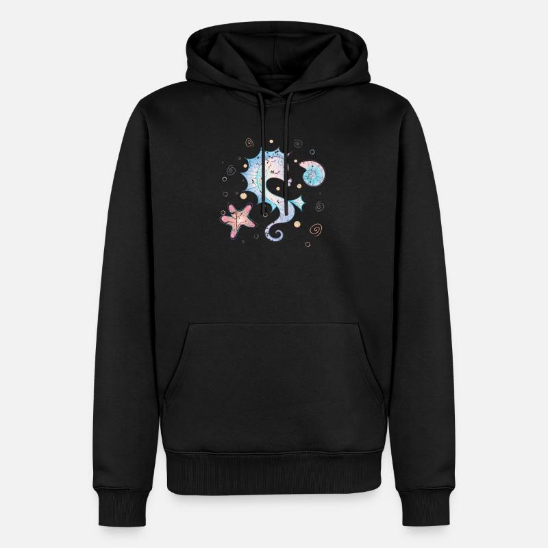Hippocampe - Sweat à capuche Premium bio Homme - noir