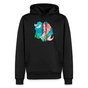 Lustige Meerjungfrau-Katzen-Schwimmen-Miezekatze-Meerjungfrau - Männer Premium Bio Hoodie - Schwarz - Vorne - Nico (187cm)