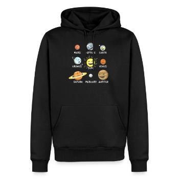 Système solaire drôle - Sweat à capuche Premium bio Homme - noir - Devant - Nico (187cm)