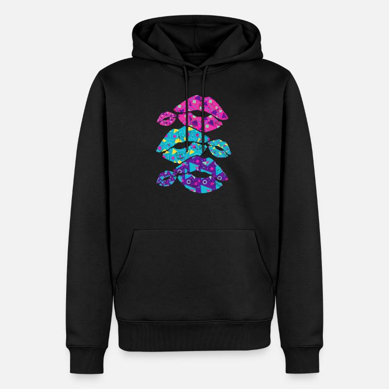 80er Mode - Männer Premium Bio Hoodie - Schwarz