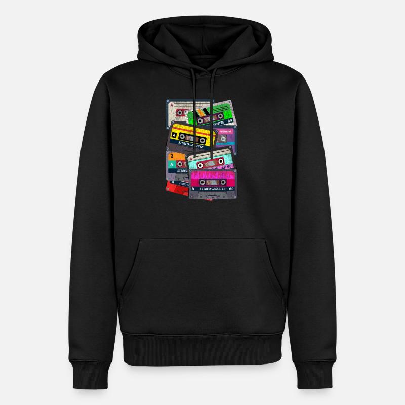 80er Kassette - Männer Premium Bio Hoodie - Schwarz