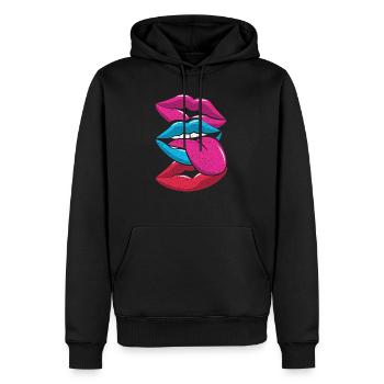 90er Jahre - Männer Premium Bio Hoodie - Schwarz - Vorne - Nico (187cm)