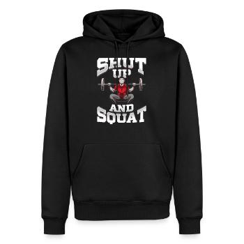 Shut Up And Squat No Excuses Funny Gym Levage - Sweat à capuche Premium bio Homme - noir - Devant - Nico (187cm)