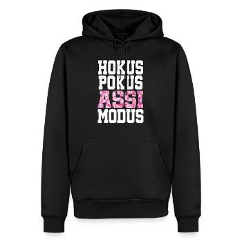 Hokus Pokus Assi Modus Asozial Lustige Sprüche - Männer Premium Bio Hoodie - Schwarz - Vorne - Nico (187cm)