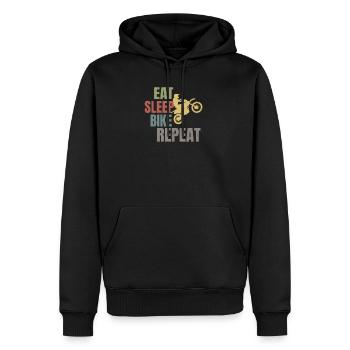 Retro Motocross essen Schlaf-Wiederholungs-Geschenk - Männer Premium Bio Hoodie - Schwarz - Vorne - Nico (187cm)