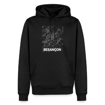 Besançon Stadtplan und Straßen - Männer Premium Bio Hoodie - Schwarz - Vorne - Nico (187cm)
