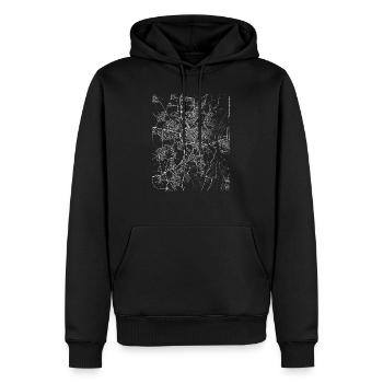 Carte et rues minimales de Strasbourg - Sweat à capuche Premium bio Homme - noir - Devant - Nico (187cm)
