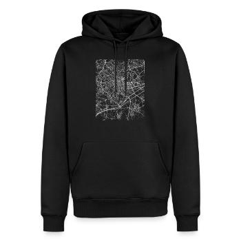 Minimal Montpellier Stadtplan und Straßen - Männer Premium Bio Hoodie - Schwarz - Vorne - Nico (187cm)