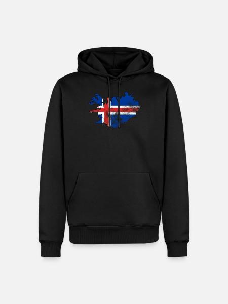 Iceland Flag Grunge - Men’s Premium Organic Hoodie - black