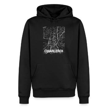 Charleroi Zentrum Stadtplan und Straßen - Männer Premium Bio Hoodie - Schwarz - Vorne - Nico (187cm)