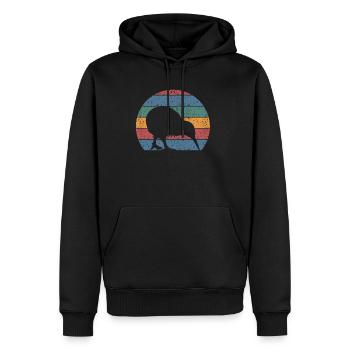 Neuseeland Kiwi Vogel Retro Vintage - Männer Premium Bio Hoodie - Schwarz - Vorne - Nico (187cm)