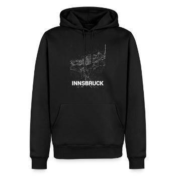 Carte de la ville d’Innsbruck et rues - Sweat à capuche Premium bio Homme - noir - Devant - Nico (187cm)