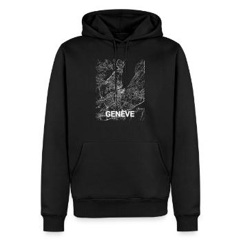 Genf Stadtplan und Straßen - Männer Premium Bio Hoodie - Schwarz - Vorne - Nico (187cm)