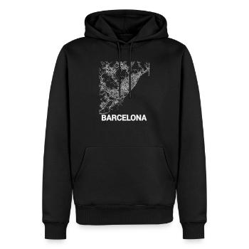 Plan de la ville de Barcelone et rues - Sweat à capuche Premium bio Homme - noir - Devant - Nico (187cm)