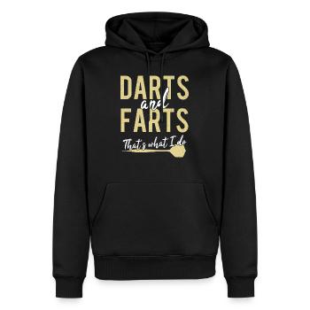 Darts & Farts Dart Furz Lustige Darter Sprüche - Männer Premium Bio Hoodie - Schwarz - Vorne - Nico (187cm)