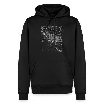 Minimal Bilbao city map and streets - Men’s Premium Organic Hoodie - black - Front - Nico (187cm)