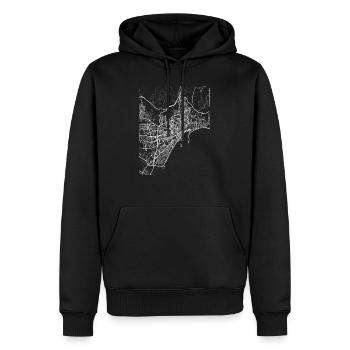 Plan et rues de la ville de Málaga - Sweat à capuche Premium bio Homme - noir - Devant - Nico (187cm)
