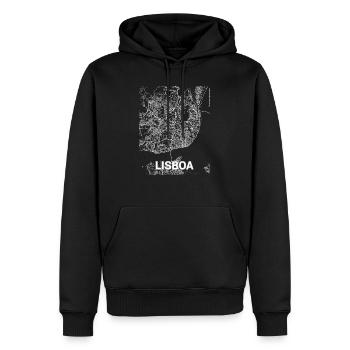 Plan de la ville de Lisbonne et rues - Sweat à capuche Premium bio Homme - noir - Devant - Nico (187cm)