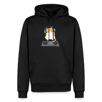 Cat DJ Cat Turntables Gift - Men’s Premium Organic Hoodie - black - Front - Nico (187cm)