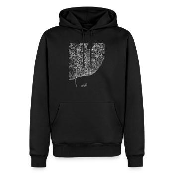 Plan minimal de la ville de Lisbonne et rues - Sweat à capuche Premium bio Homme - noir - Devant - Nico (187cm)