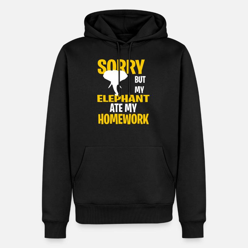 Funny Elephant Present Idea - Männer Premium Bio Hoodie - Schwarz