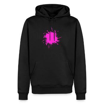 Tache de peinture éclaboussé de saleté rose sale - Sweat à capuche Premium bio Homme - noir - Devant - Nico (187cm)