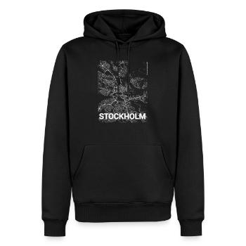 Plan de la ville et rues de Stockholm - Sweat à capuche Premium bio Homme - noir - Devant - Nico (187cm)