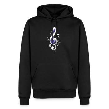 Clef music design note d'amateur de musique - Sweat à capuche Premium bio Homme - noir - Devant - Nico (187cm)