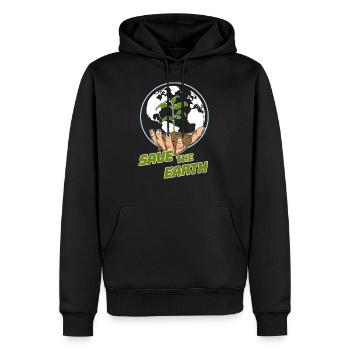 Journée mondiale de la terre pour la protection du climat - Sweat à capuche Premium bio Homme - noir - Devant - Nico (187cm)
