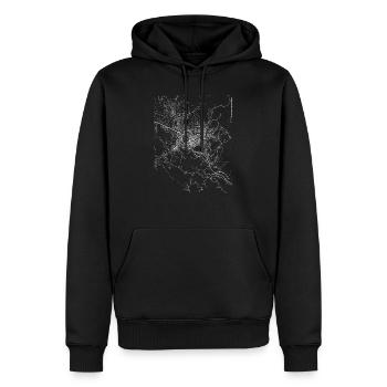 Minimaler Tirana Stadtplan und Straßen - Männer Premium Bio Hoodie - Schwarz - Vorne - Nico (187cm)