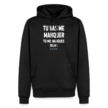 TU VA ME MANQUER TU ME MANQUES DÉJÀ - Sweat à capuche Premium bio Homme - noir - Devant - Nico (187cm)