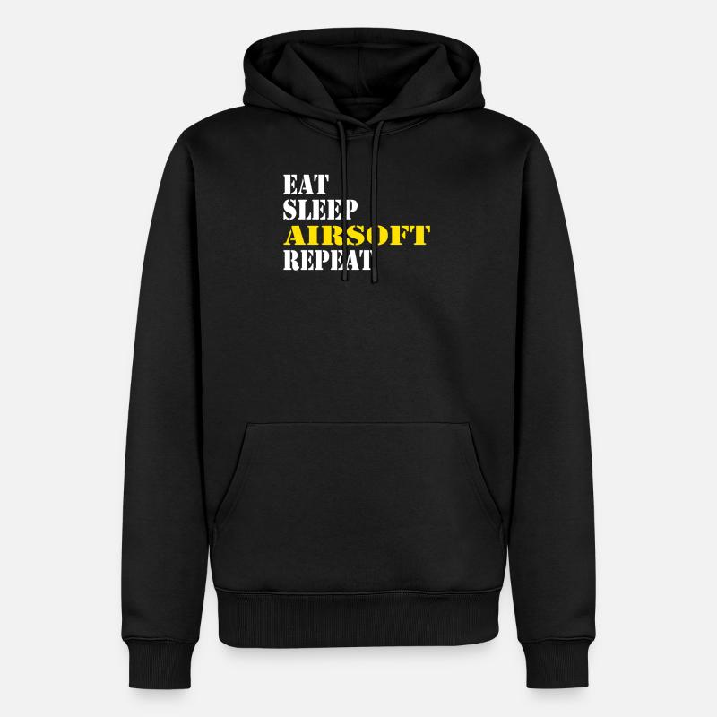 eat sleep airsoft repeat - Sweat à capuche Premium bio Homme - noir
