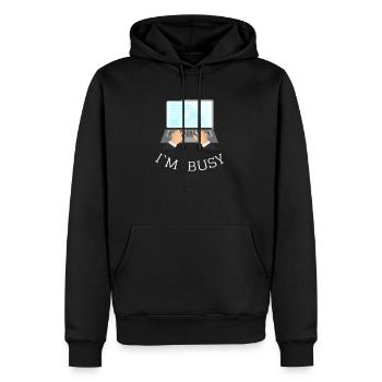 I’M BUSY Gift Idea - Sweat à capuche Premium bio Homme - noir - Devant - Nico (187cm)