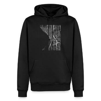 Plan et rues de la ville de Seattle - Sweat à capuche Premium bio Homme - noir - Devant - Nico (187cm)