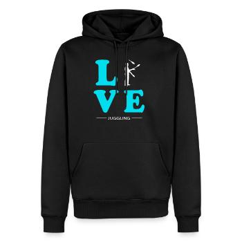 JUGGLING LOVE - Sweat à capuche Premium bio Homme - noir - Devant - Nico (187cm)