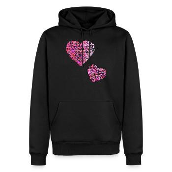 Two pink hearts - Men’s Premium Organic Hoodie - black - Front - Nico (187cm)