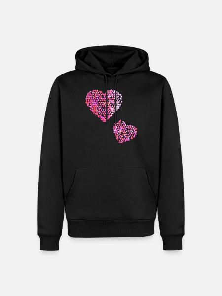 Zwei rosa Herzen - Männer Premium Bio Hoodie - Schwarz