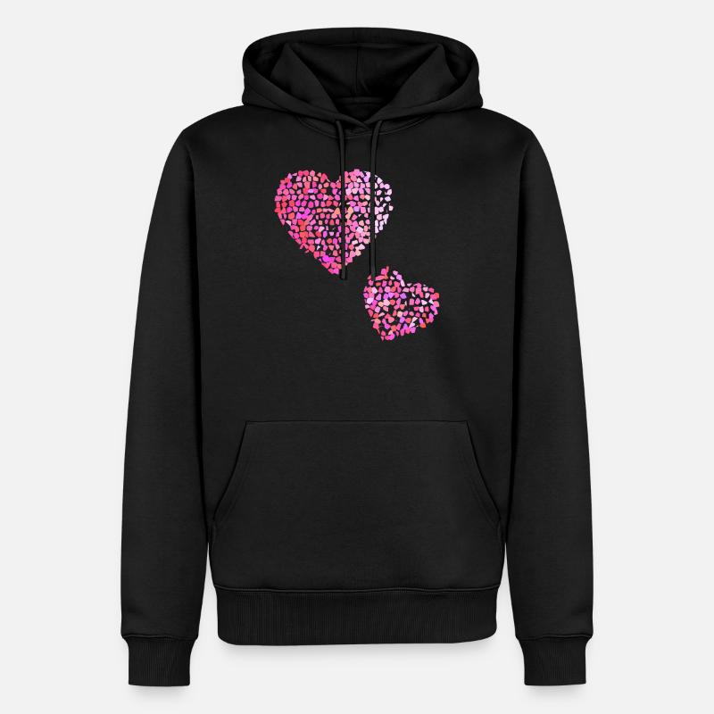 Deux coeurs roses - Sweat à capuche Premium bio Homme - noir