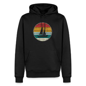 Retro Segelboot - Männer Premium Bio Hoodie - Schwarz - Vorne - Nico (187cm)
