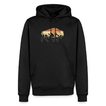 Retro Büffel - Männer Premium Bio Hoodie - Schwarz - Vorne - Nico (187cm)