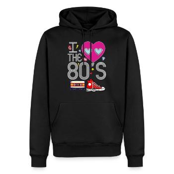 I Herz die achtziger Jahre - Männer Premium Bio Hoodie - Schwarz - Vorne - Nico (187cm)