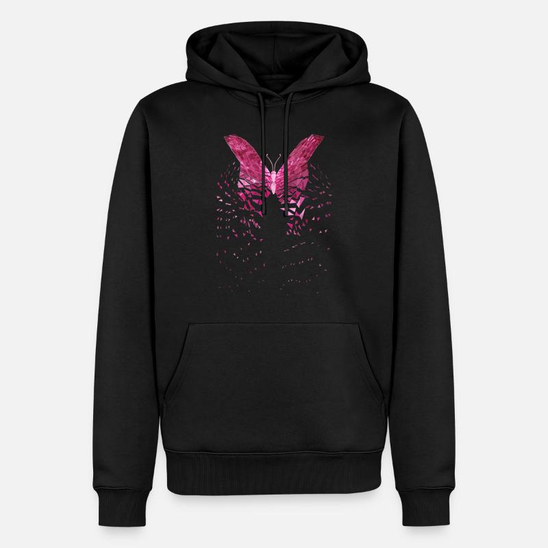 Aile rose papillon - Sweat à capuche Premium bio Homme - noir